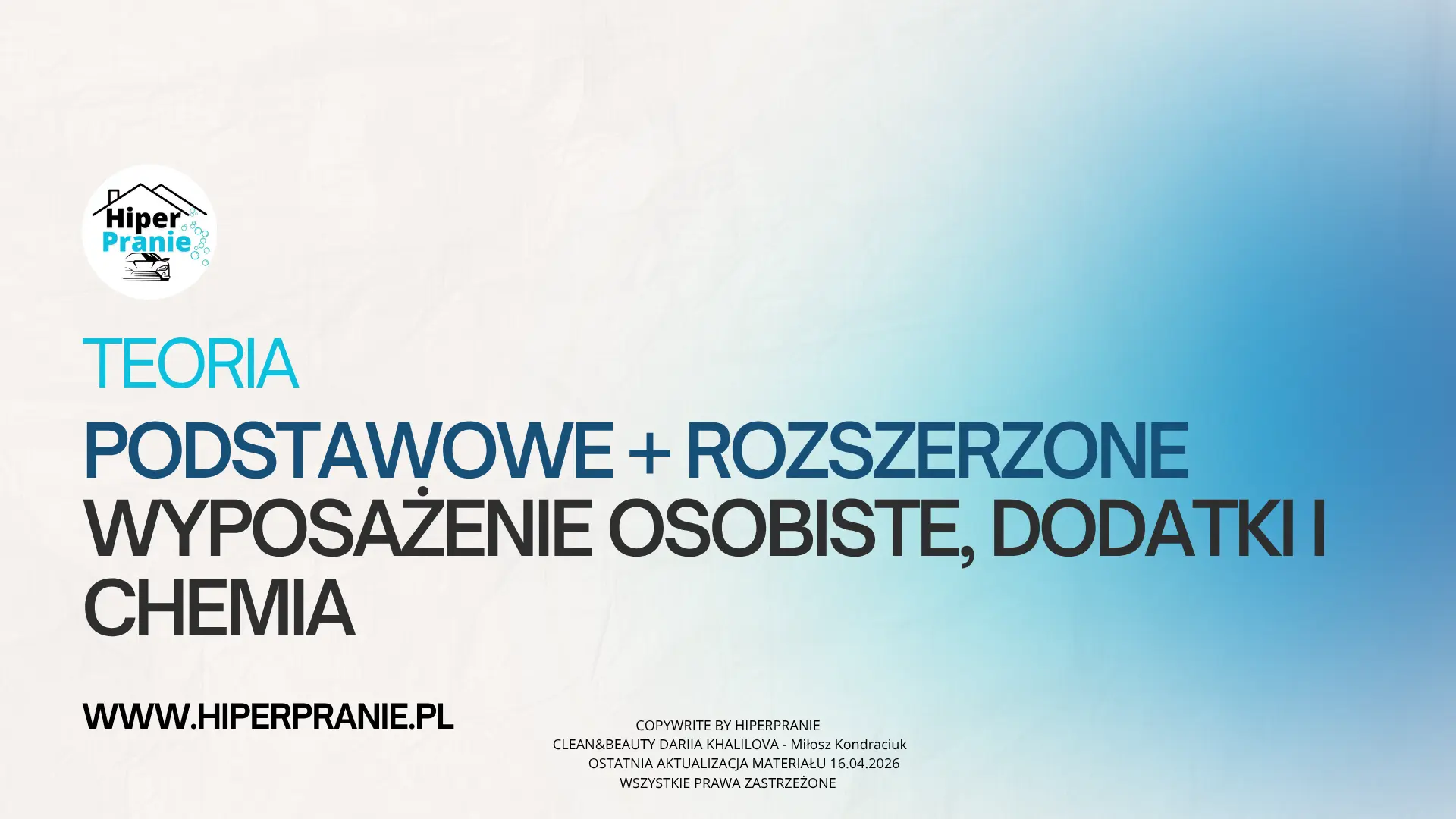 Podstawowe + Rozszerzone Wyposażenie, Chemia, Dodatki